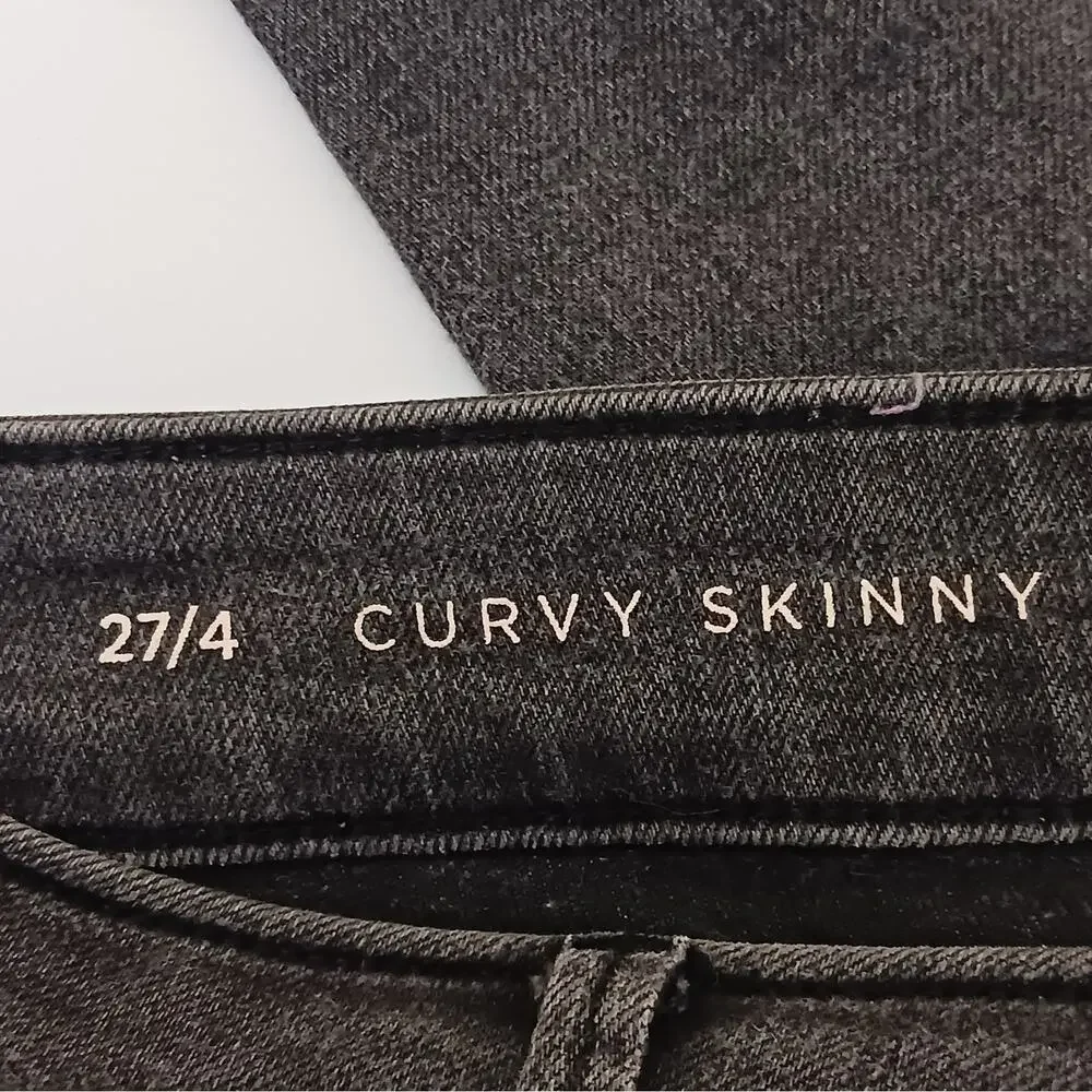 Ann Taylor Loft Curvy Skinny Jeans Womens 4 Black Dark Wash Low Rise Slim - Picture 8 of 12